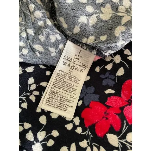 Gap NWT Dress Off Shoulder Floral Ruffle Hem Short Navy White Red Size S - Picture 4 of 4